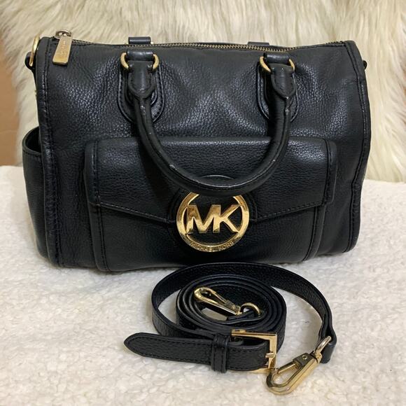 MICHAEL KORS Vintage Pebbled Black Leather Medium MARGO Zip Top Satchel - Picture 10 of 16